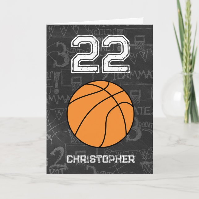 Blå Basket Glad 22-årsdag Kort (Framsida)