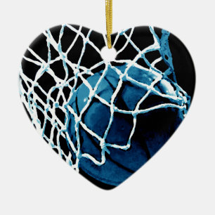 Blå basketboll julgransprydnad keramik