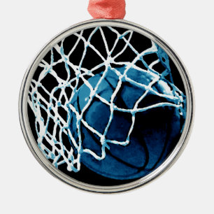 Blå basketboll julgransprydnad metall