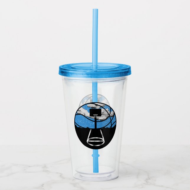 Blå Basketboll Natt Himmel Take Away Mugg (Framsida)