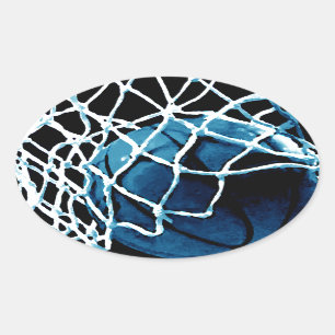 Blå basketboll ovalt klistermärke
