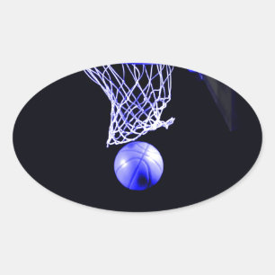 Blå basketboll ovalt klistermärke