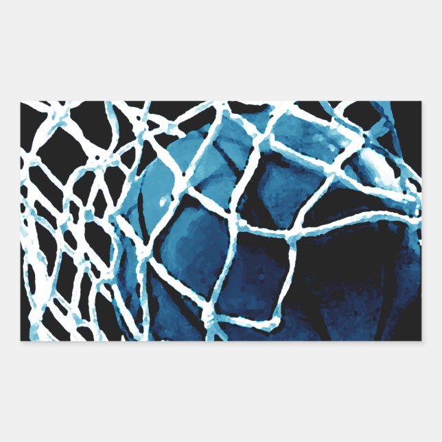 Blå basketboll rektangulärt klistermärke (Framsida)