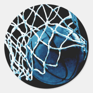 Blå basketboll runt klistermärke