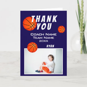 Blå basketboll sport tack tränare kort