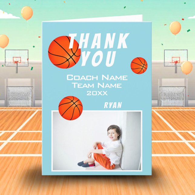 Blå basketboll sport tack tränare kort (Skapare uppladdad)