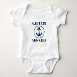 Blå båtankor med Rope & Baby Namn/Rank T Shirt
