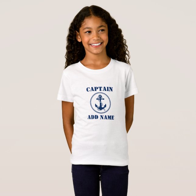 Blå båtankor med rope & Namn/rank T Shirt (Hel framsida)