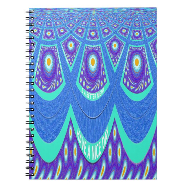 Blå batik anteckningsbok med spiral (Framsidan)