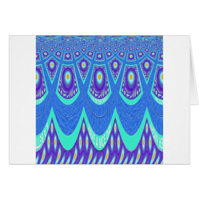 Blå batik hälsningskort (Framsidan Horizontal)