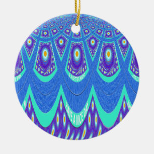 Blå batik julgransprydnad keramik