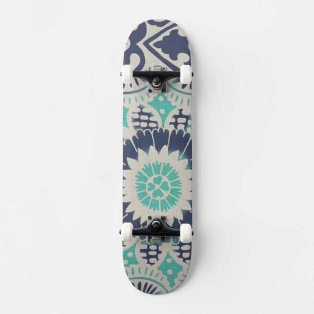 Blå batikbricka III Mini Skateboard Bräda 18,5 Cm (Framsida)