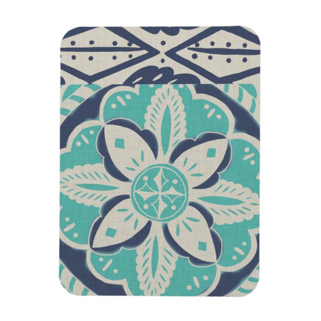 Blå batikbricka IV Magnet (Vertikal)