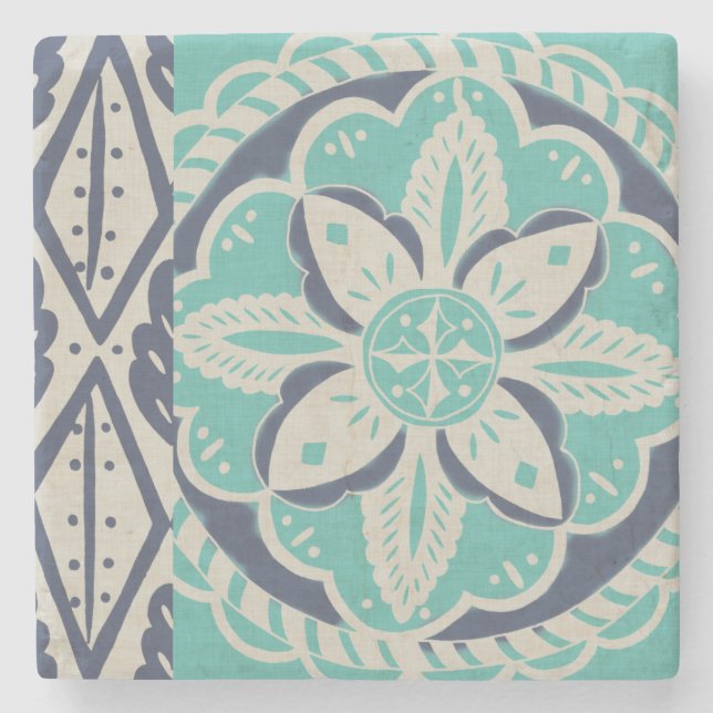 Blå batikbricka IV Stenunderlägg (Framsidan)