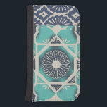 Blå batikplattan II Samsung S4 Plånboksfodral<br><div class="desc">Blommigt</div>