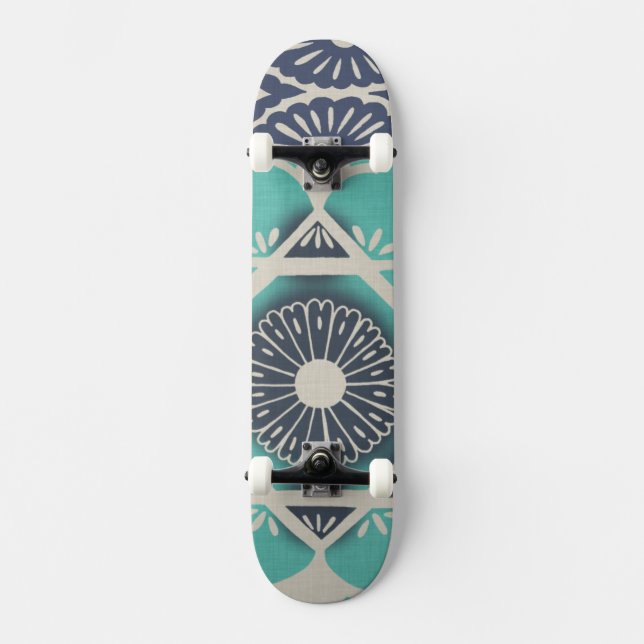 Blå batikplattan II Skateboard Bräda 20 Cm (Framsida)