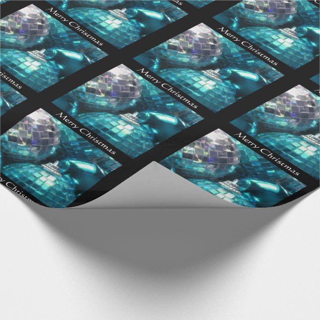 Blå Baubles God jul som omsluter papper svart Presentpapper (Hörn)