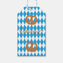 Blå bayerska oktoberfest-pretzels Anpassa Presentetikett