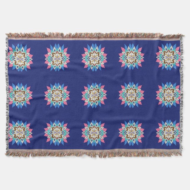 Blå Bayou Mandala-kast Filt (Framsidan)