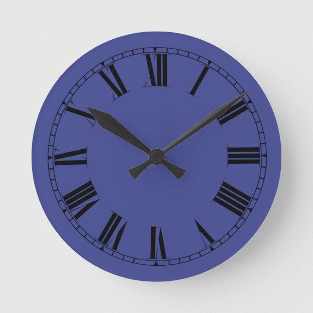 Blå Bayou Solid Färg Rund Klocka (Framsida)