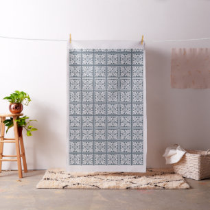 Blå Bayoux Acorn och Löv Tile Design Tyg