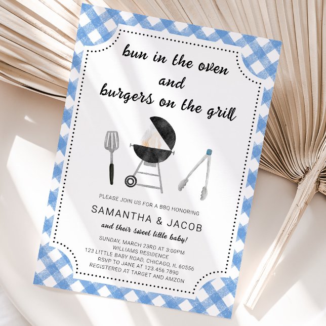 Blå BBQ Baby Shower Inbjudningar (Skapare uppladdad)