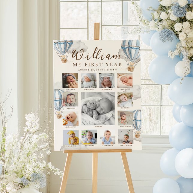 Blå Beary Första Födelsedags Foto Tidslinje Poster (Skapare uppladdad)