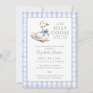 Blå Bebis Baby Shower Foto QR-kod Inbjudningar