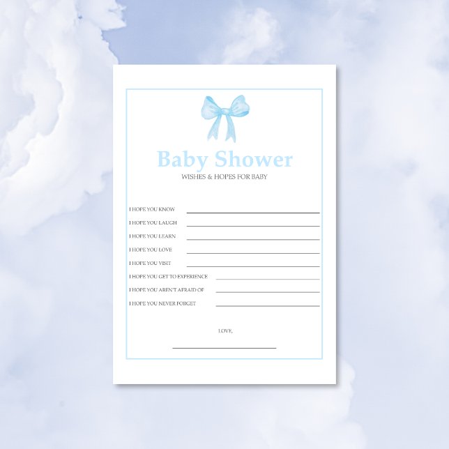 Blå Bebis Babyshower Förhoppningar & Önskningar –  Brevhuvud (Skapare uppladdad)