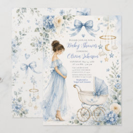 Blå Bebis Babyshowerfirande Inbjudningar