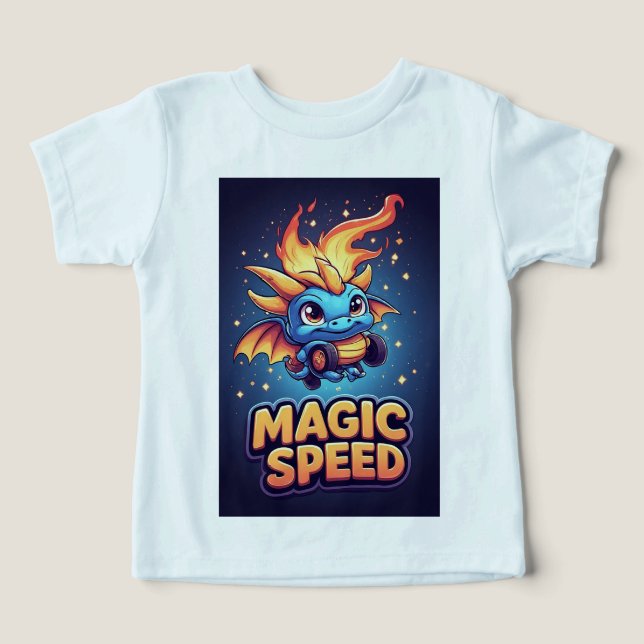 Blå Bebis Drak Hastighet Äventyr Barn 🐉 T Shirt (Design Framsida)