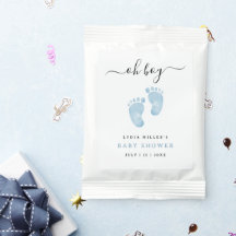 Blå Bebis Fötter Baby Shower Välkommen Baby Pojke
