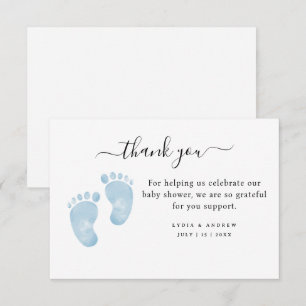 Blå Bebis Fötter Baby Shower Välkommen Baby Pojke Tack Kort