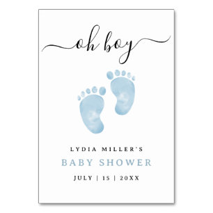 Blå Bebis Fötter Baby Shower Välkomstskylt Baby Po Bordsnummer