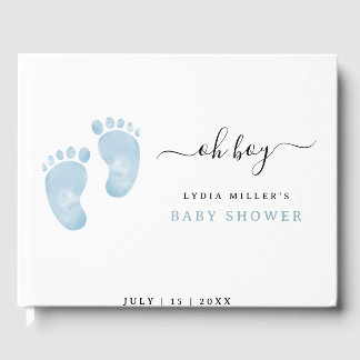 Blå Bebis Fötter Baby Shower Välkomstskylt Baby Po Gästböcker