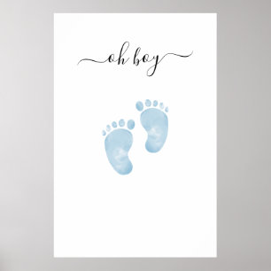 Blå Bebis Fötter Baby Shower Välkomstskylt Baby Po Poster