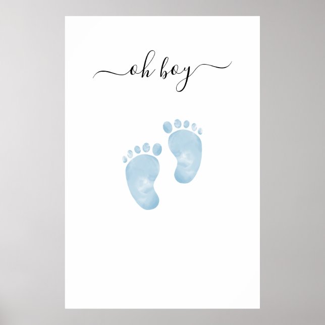 Blå Bebis Fötter Baby Shower Välkomstskylt Baby Po Poster (Framsidan)