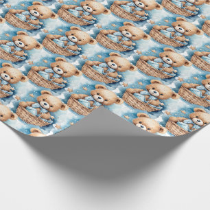 Blå Bebis Teddybjörn Presentpapper för Småbarn