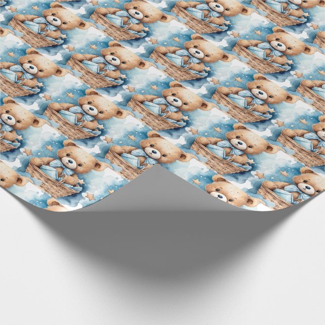 Blå Bebis Teddybjörn Presentpapper för Småbarn (Hörn)