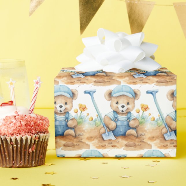 Blå Bebis Teddybjörn Presentpapper för Småbarn (Födelsedagsfest)