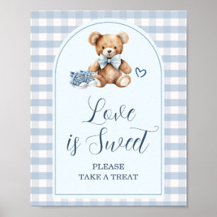 Blå Bebisstrumpor Randig Baby Shower Kärlek är Söt Poster