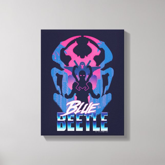 Blå Beetle Retrowave kontra Graphic Canvastryck (Framsida)