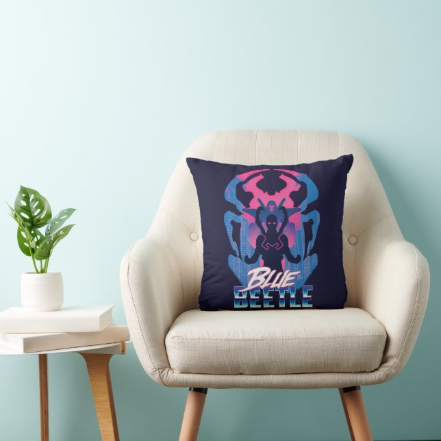 Blå Beetle Retrowave kontra Graphic Kudde (Stol)
