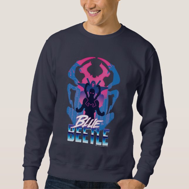 Blå Beetle Retrowave kontra Graphic Lång Ärmad Tröja (Framsida)