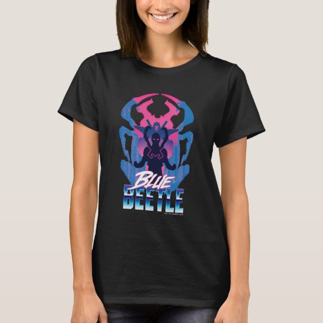 Blå Beetle Retrowave kontra Graphic T Shirt (Framsida)