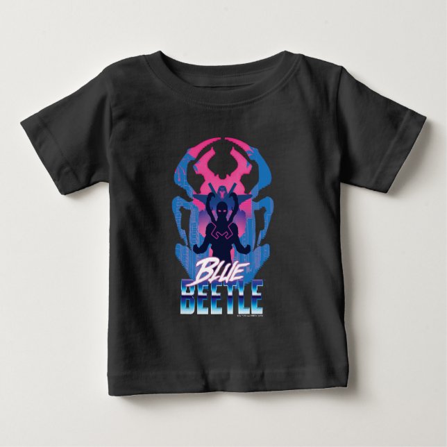 Blå Beetle Retrowave kontra Graphic T Shirt (Framsida)