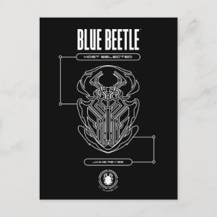 Blå Beetle Scarab Tech Grafik Vykort