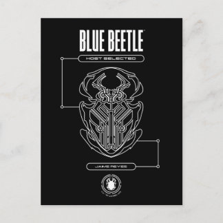 Blå Beetle Scarab Tech Grafik Vykort