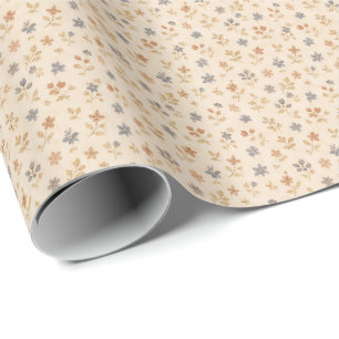 Blå Beige Blommig Vintage  Presentpapper