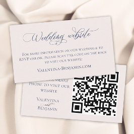 Blå beige elegant bröllop webbplats QR-kod Tilläggskort